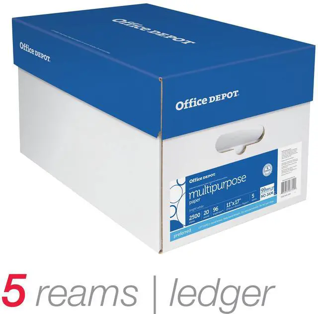 Alt view image 7 of 7 - Office Depot Extra Bright Copy Paper, 11in. x 17in., 20 Lb., 90 Brightness, Case Of 5 Reams