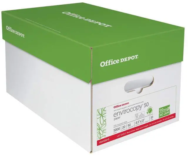Main image of Office Depot® EnviroCopy® Copy Paper, White, Letter (8.5" x 11"), 5000 Sheets Per Case, 20 Lb, 50% Recycled, FSC® Certif