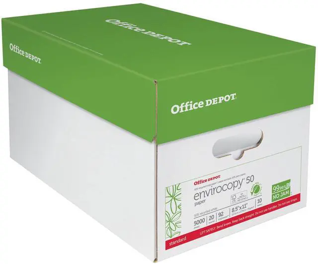 Alt view image 2 of 5 - Office Depot® EnviroCopy® Copy Paper, White, Letter (8.5" x 11"), 5000 Sheets Per Case, 20 Lb, 50% Recycled, FSC® Certif