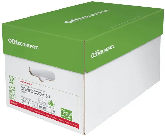 Alt view image 3 of 5 - Office Depot® EnviroCopy® Copy Paper, White, Letter (8.5" x 11"), 5000 Sheets Per Case, 20 Lb, 50% Recycled, FSC® Certif