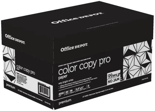 Main image of Office Depot Color Copy Paper, 8 1/2in. x 11in., 28 Lb, Ream Of 500 Sheets, Case Of 8 Reams, 727641