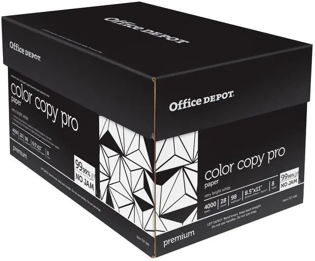 Alt view image 3 of 5 - Office Depot Color Copy Paper, 8 1/2in. x 11in., 28 Lb, Ream Of 500 Sheets, Case Of 8 Reams, 727641