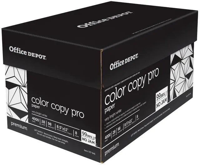 Alt view image 5 of 5 - Office Depot Color Copy Paper, 8 1/2in. x 11in., 28 Lb, Ream Of 500 Sheets, Case Of 8 Reams, 727641