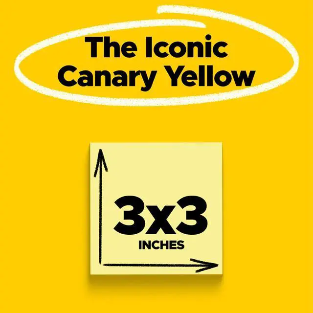 Alt view image 2 of 7 - 100% Recycled Super Sticky Notes, 3 x 3 in, Canary Yellow, 5 Pads
