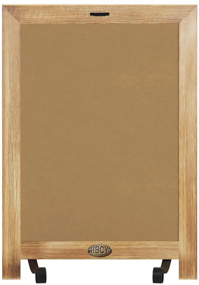 Alt view image 16 of 19 - Canterbury 12" x 17" Torched Wood Tabletop Magnetic Chalkboard Sign with Metal Scrolled Legs, Hanging Wall Chalkboard, Countertop Memo Board