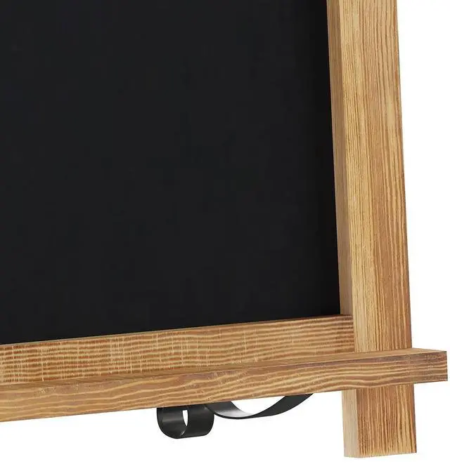Alt view image 17 of 19 - Canterbury 12" x 17" Torched Wood Tabletop Magnetic Chalkboard Sign with Metal Scrolled Legs, Hanging Wall Chalkboard, Countertop Memo Board