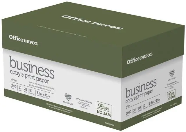 Main image of Business Multi-Use Printer & Copy Paper, 10 Reams, White, Letter (8.5" x 11"), 5000 Sheets Per Case, 20 Lb, 92 Brightness, 1 Case