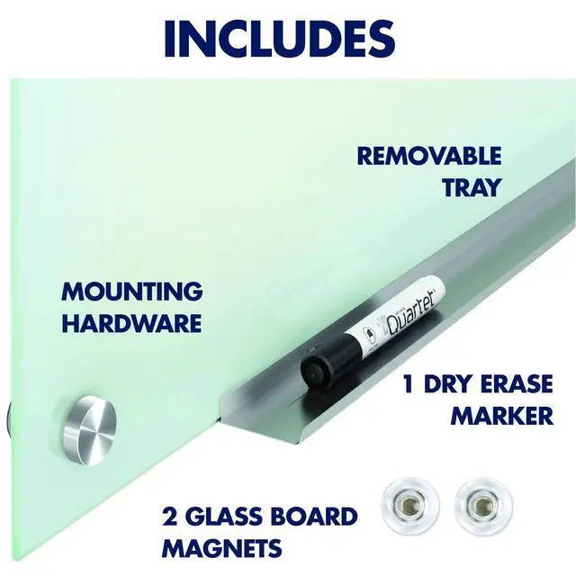 Alt view image 7 of 7 - Magnetic Glass Dry Erase White Board, 48''W x 36''H Whiteboard, Infinity Frameless Mounting, White Surface (G4836W)