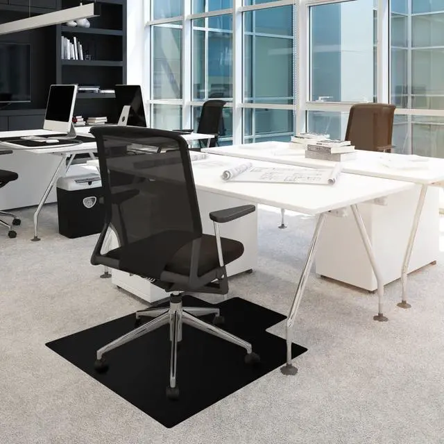 Alt view image 14 of 20 - Floortex Advantagemat Black Vinyl Lipped Black PVC Chair Mat for Carpets - 45" x 53"