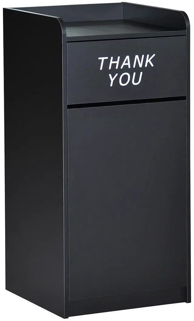 Main image of Flash Furniture Sony Laminate Wood Commercial-Grade Trash Receptacle with Tray Top, Wooden Restaurant Trash Can Cabinet and Garbage Receptacle, Black