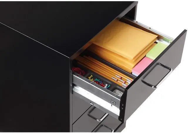 Alt view image 5 of 5 - Lorell 4-Drawer Organizer 14-1/4"x18"x26-1/2" Black 25976