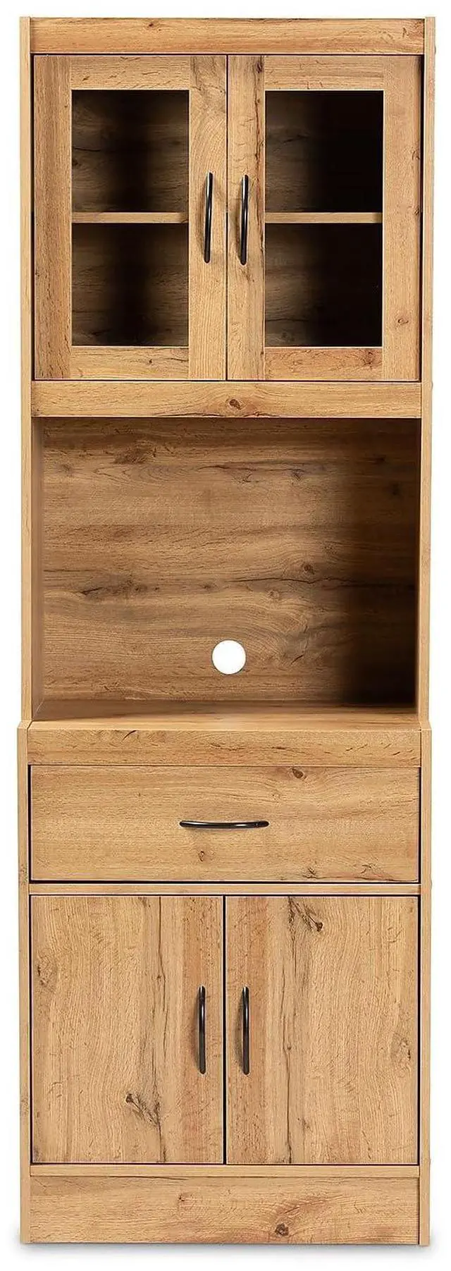 Alt view image 3 of 7 - Baxton Studio Laurana Modern and Contemporary Oak Brown Finished Wood Kitchen Cabinet and Hutch