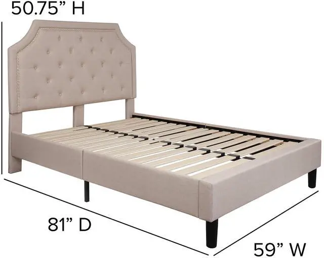 Alt view image 19 of 20 - Brighton Full Size Tufted Upholstered Platform Bed in Beige Fabric with 10 Inch CertiPUR-US Certified Pocket Spring Mattress
