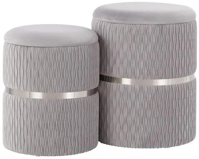 Main image of LumiSource Cinch Nesting Ottoman Set, Storage Ottoman, Small Ottoman, Round Ottoman Foot Rest, Pouf Ottoman, Foot Stool Ottoman for Living Room, Velvet Ottoman with Storage