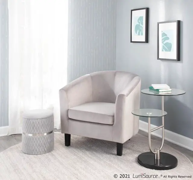 Alt view image 7 of 7 - LumiSource Cinch Nesting Ottoman Set, Storage Ottoman, Small Ottoman, Round Ottoman Foot Rest, Pouf Ottoman, Foot Stool Ottoman for Living Room, Velvet Ottoman with Storage