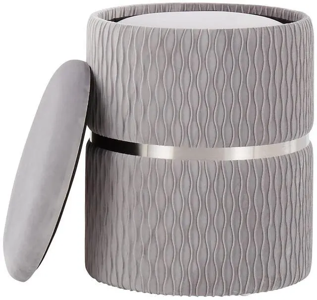 Alt view image 5 of 7 - LumiSource Cinch Nesting Ottoman Set, Storage Ottoman, Small Ottoman, Round Ottoman Foot Rest, Pouf Ottoman, Foot Stool Ottoman for Living Room, Velvet Ottoman with Storage