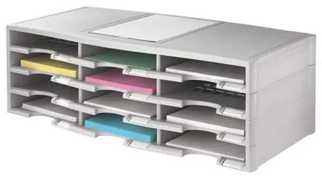 Alt view image 4 of 4 - Office Depot Stackable Plastic Literature Organizer, 12 Compartments, Gray, 40401