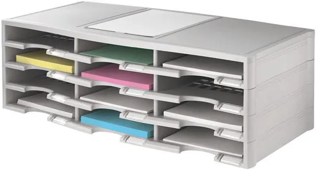 Alt view image 3 of 4 - Office Depot Stackable Plastic Literature Organizer, 12 Compartments, Gray, 40401
