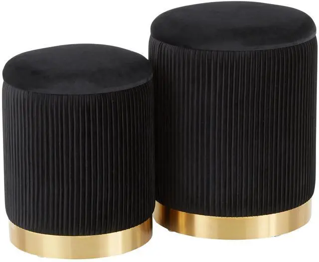 Alt view image 2 of 7 - LumiSource Marla Nesting Ottoman Set, Storage Ottoman, Small Ottoman, Round Ottoman Foot Rest, Pouf Ottoman, Foot Stool Ottoman for Living Room, Velvet Ottoman with Storage