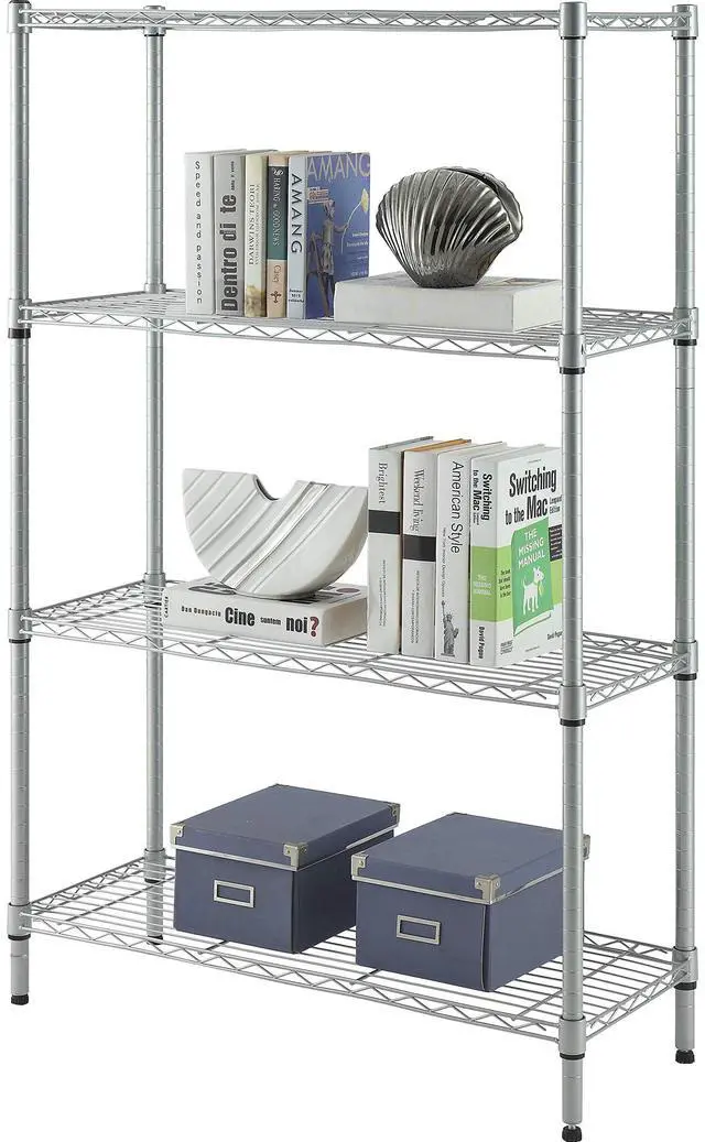 Alt view image 9 of 9 - Lorell Wire Shelving 4-shelf Light-duty 36"Wx14"Dx54"H Silver 70063