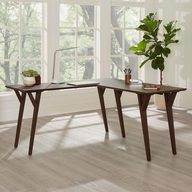 Alt view image 2 of 7 - Realspace® Trezza 62"W L-Shaped Computer Desk, Warm Walnut