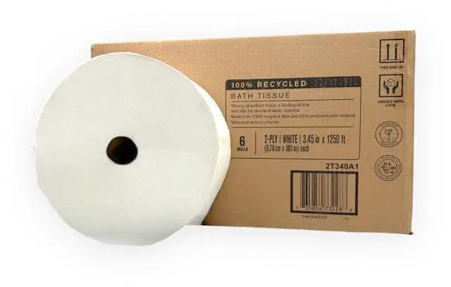 Alt view image 2 of 5 - Highmark ECO JRT 2-Ply Jumbo Toilet Paper, 1250' Per Roll, 100% Recycled, Pack Of 6 Rolls