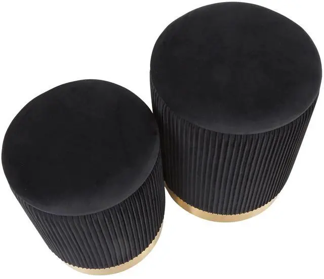 Alt view image 6 of 7 - LumiSource Marla Nesting Ottoman Set, Storage Ottoman, Small Ottoman, Round Ottoman Foot Rest, Pouf Ottoman, Foot Stool Ottoman for Living Room, Velvet Ottoman with Storage