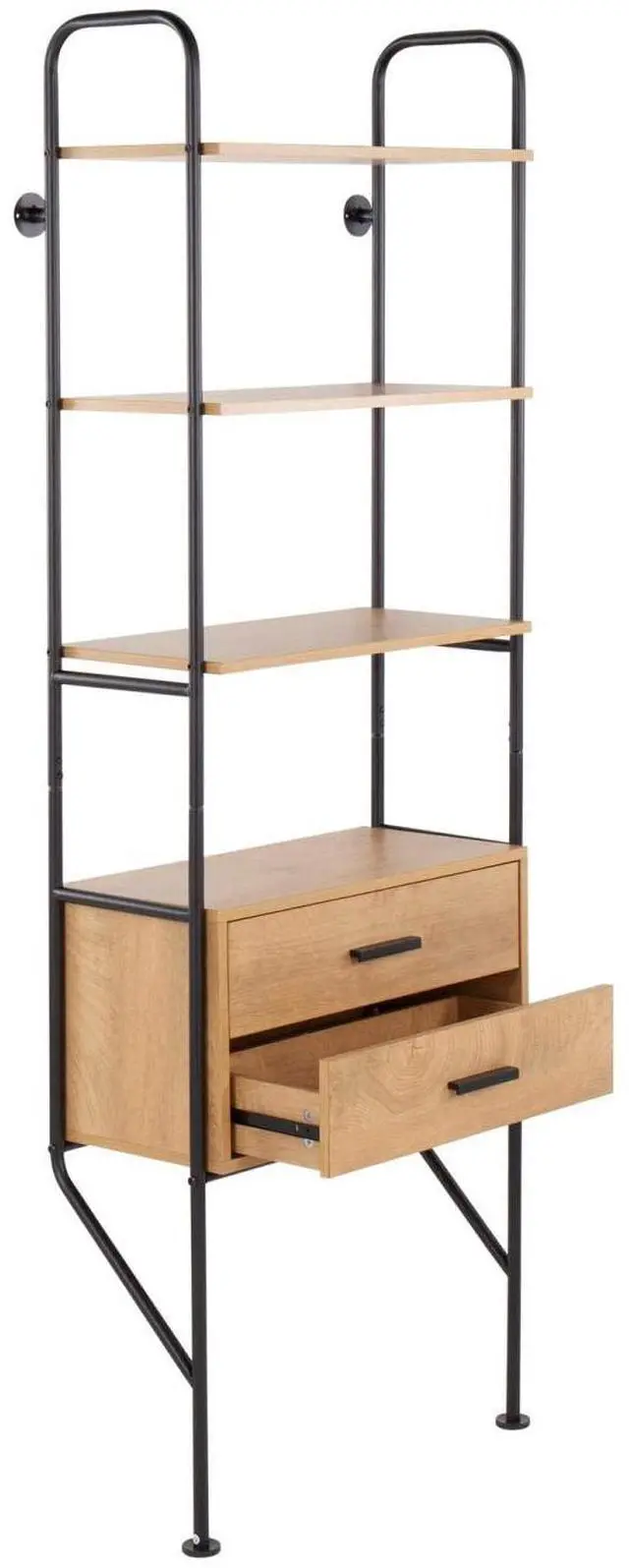 Alt view image 4 of 7 - LumiSource Lean Bookcase, Black Bookshelf with Storage, Book Shelves for Bedroom, Small Bookshelf, Display Shelf, Tall Bookshelf, Industrial Book Shelf