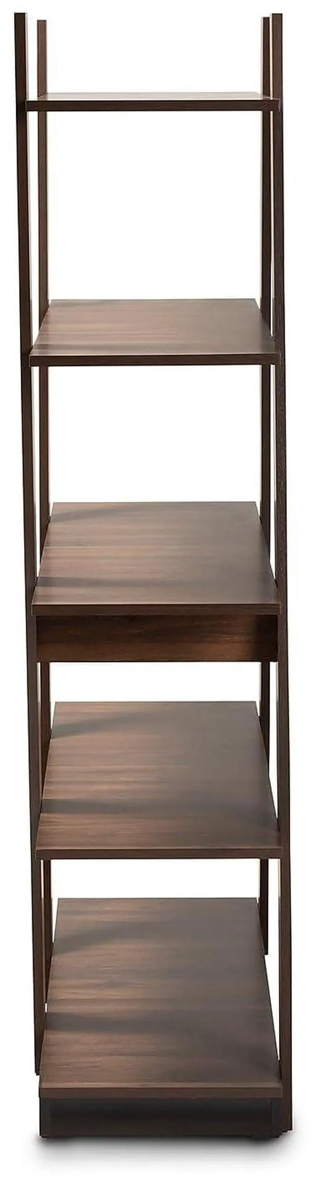 Alt view image 15 of 19 - Baxton Studio Michio Modern and Contemporary Walnut Brown Finished 5-Tier Wood Geometric Living Room Display Shelf