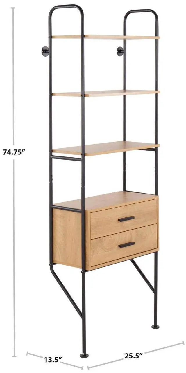 Alt view image 7 of 7 - LumiSource Lean Bookcase, Black Bookshelf with Storage, Book Shelves for Bedroom, Small Bookshelf, Display Shelf, Tall Bookshelf, Industrial Book Shelf