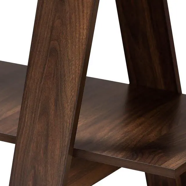 Alt view image 17 of 19 - Baxton Studio Michio Modern and Contemporary Walnut Brown Finished 5-Tier Wood Geometric Living Room Display Shelf