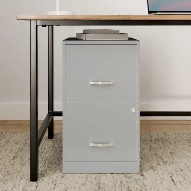 Alt view image 2 of 3 - Lorell 2-Drawer File Cabinet, 14.2" x 18" x 24.5", Silver