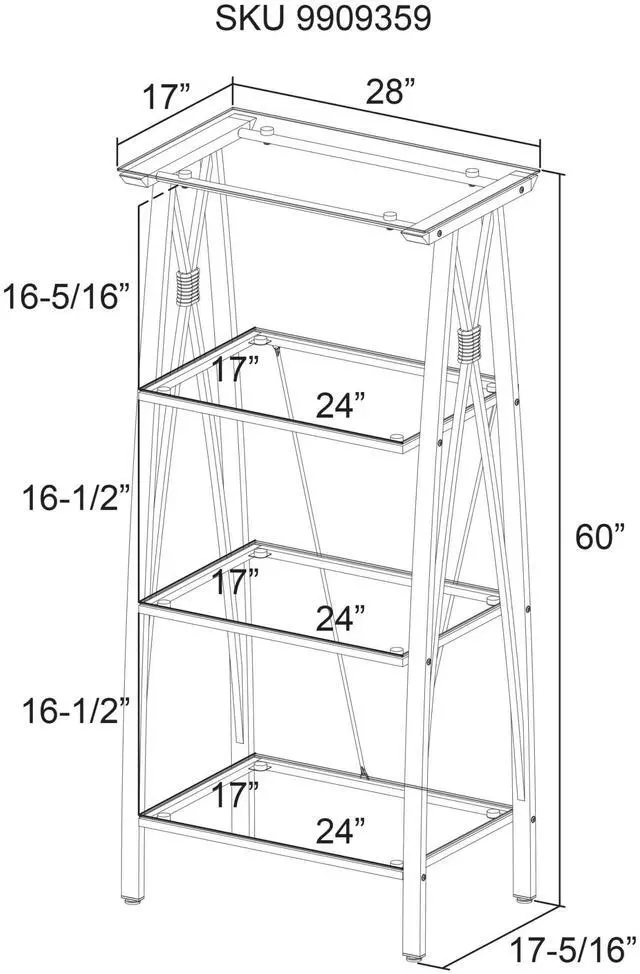 Alt view image 4 of 7 - Realspace® Vista 60"H 4-Shelf Glass/Metal Bookcase, Clear/Silver