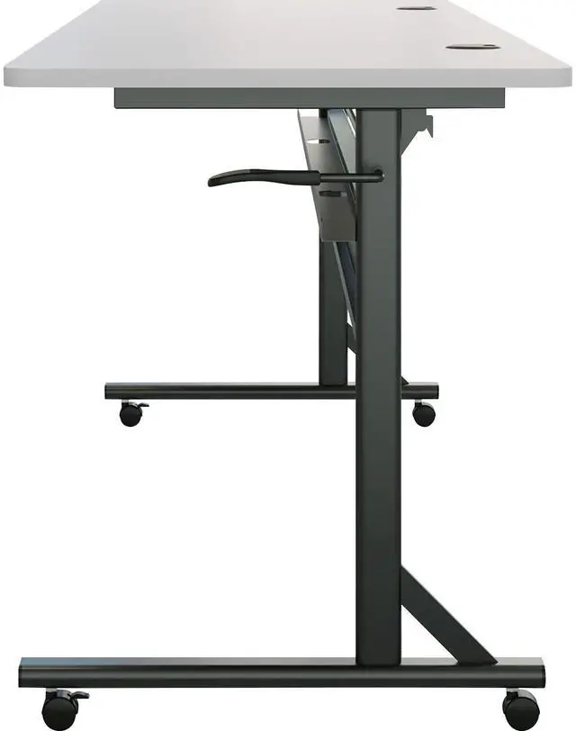 Alt view image 3 of 7 - Lorell Shift 2.0 Flip and Nesting Mobile Table - Laminated Rectangle Top - 198 lb Capacity - 72" Table Top Length x 24" Table Top Width x 1" Thickness - 29.50" Height - Assembly Required - 60767