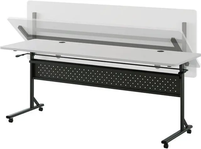 Alt view image 4 of 7 - Lorell Shift 2.0 Flip and Nesting Mobile Table - Laminated Rectangle Top - 198 lb Capacity - 72" Table Top Length x 24" Table Top Width x 1" Thickness - 29.50" Height - Assembly Required - 60767