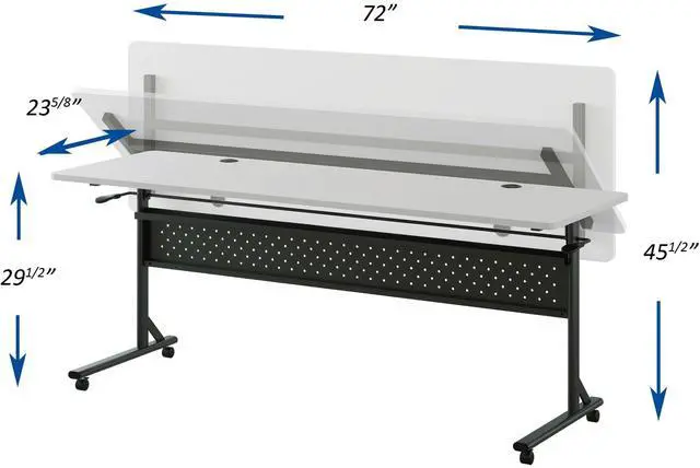Alt view image 5 of 7 - Lorell Shift 2.0 Flip and Nesting Mobile Table - Laminated Rectangle Top - 198 lb Capacity - 72" Table Top Length x 24" Table Top Width x 1" Thickness - 29.50" Height - Assembly Required - 60767