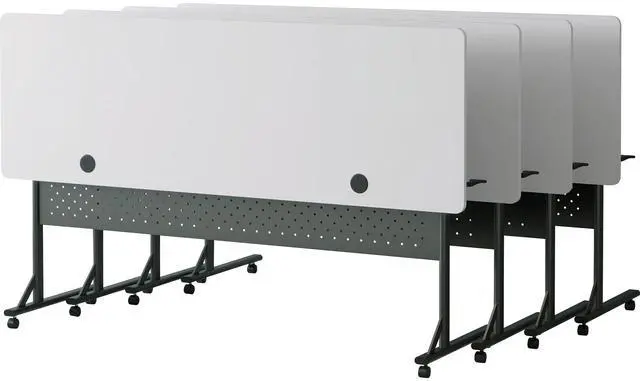 Alt view image 6 of 7 - Lorell Shift 2.0 Flip and Nesting Mobile Table - Laminated Rectangle Top - 198 lb Capacity - 72" Table Top Length x 24" Table Top Width x 1" Thickness - 29.50" Height - Assembly Required - 60767