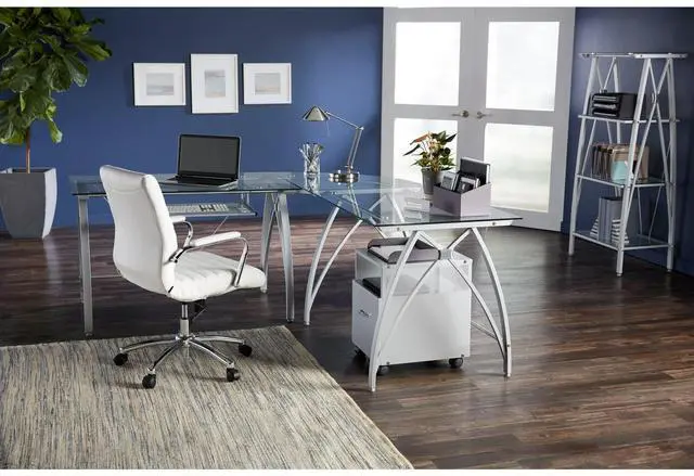 Alt view image 6 of 7 - Realspace® Vista 60"H 4-Shelf Glass/Metal Bookcase, Clear/Silver