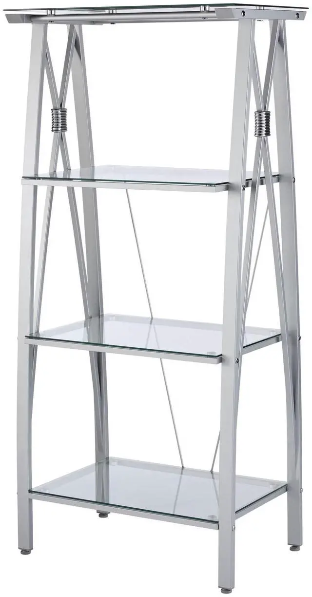 Alt view image 7 of 7 - Realspace® Vista 60"H 4-Shelf Glass/Metal Bookcase, Clear/Silver