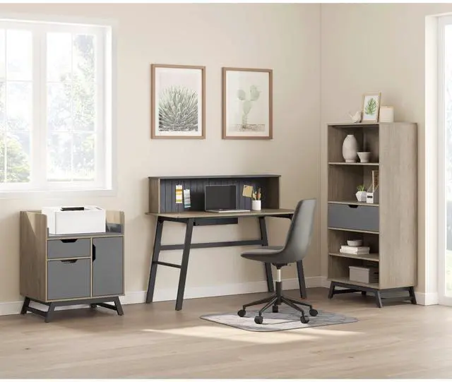 Alt view image 5 of 7 - Realspace® Nashira 27"W Printer Stand With Charging Station, Light Oak/Gray