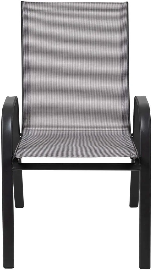 Alt view image 16 of 18 - 4 Pack Brazos Series Gray Outdoor Stack Chair with Flex Comfort Material and Metal Frame