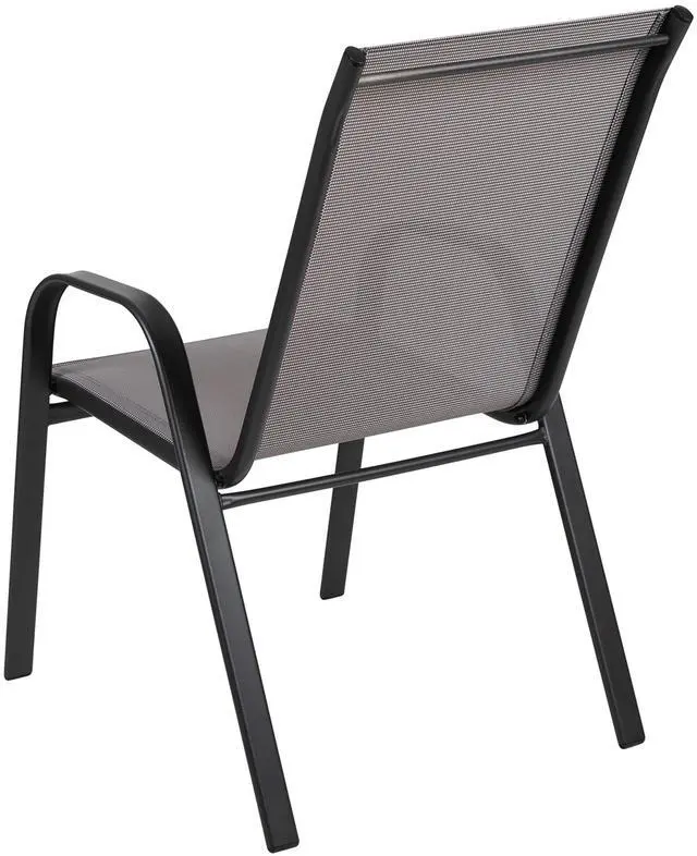 Alt view image 18 of 18 - 4 Pack Brazos Series Gray Outdoor Stack Chair with Flex Comfort Material and Metal Frame