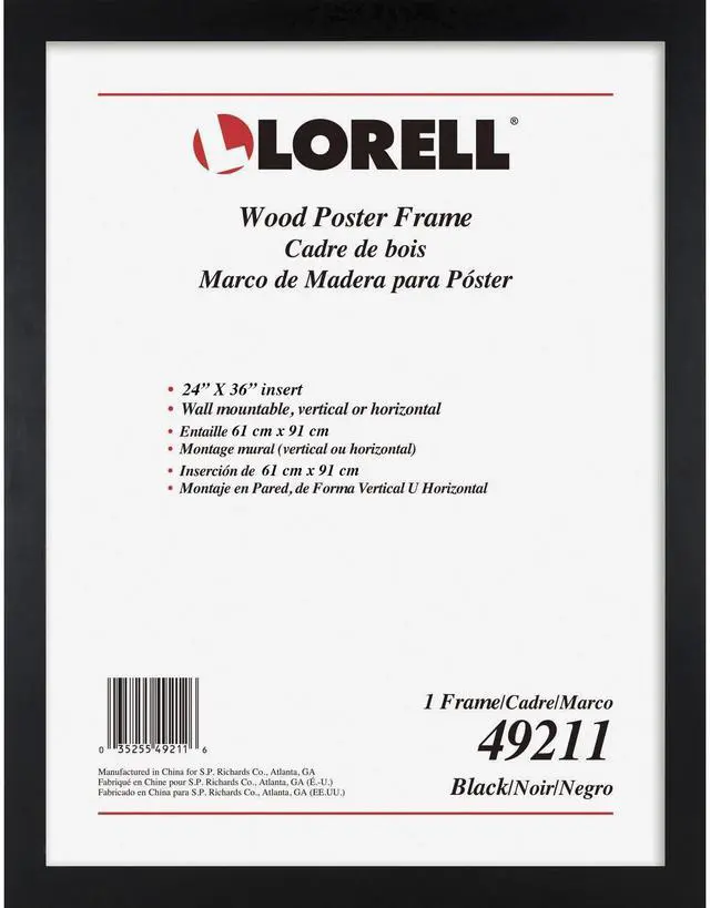 Alt view image 6 of 11 - Lorell Wide Frame - 24" x 36" Frame Size - Rectangle - Wall Mountable - Horizontal, Vertical - 1 Each - Wood - Black