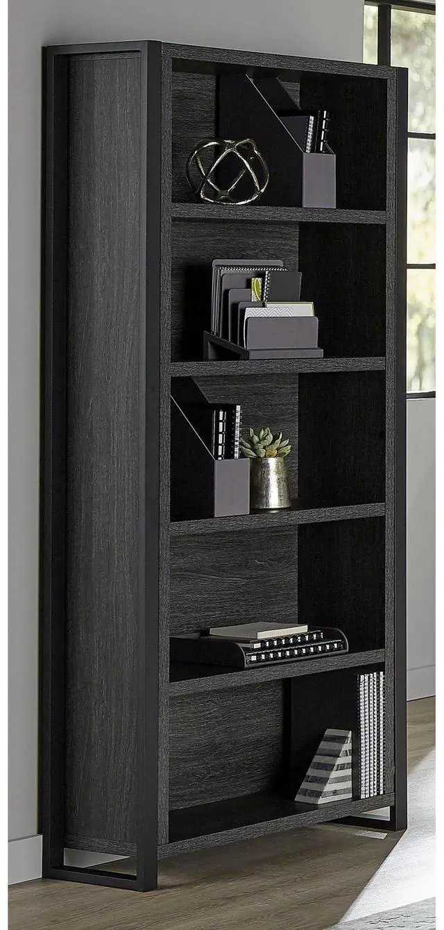 Alt view image 2 of 7 - Realspace® DeJori 70"H 5-Shelf Bookcase, Charcoal