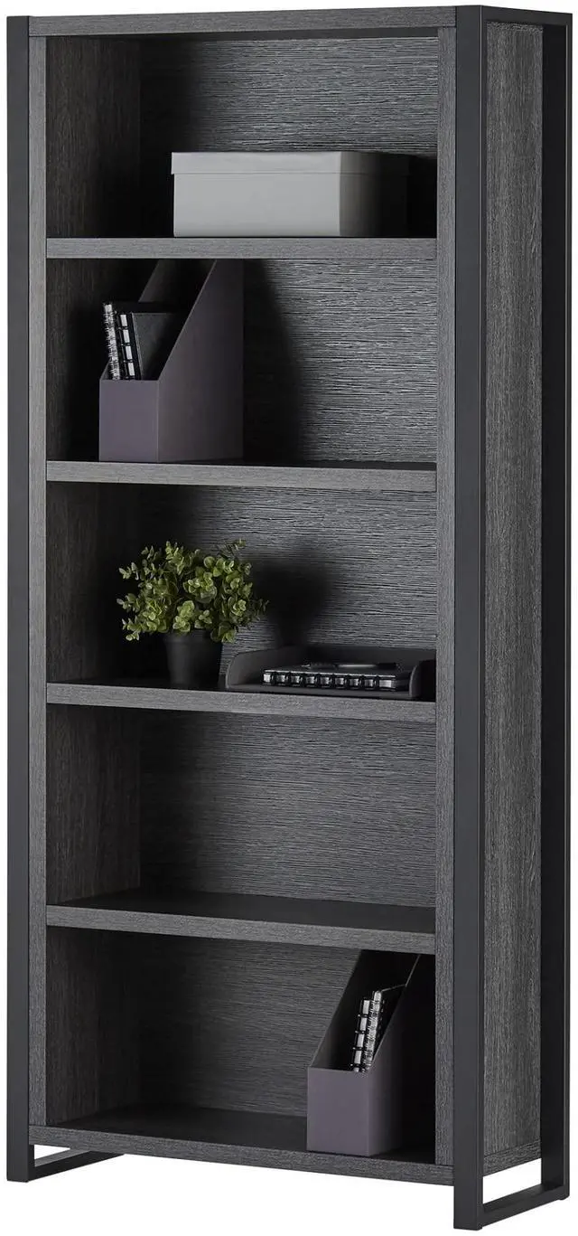 Alt view image 3 of 7 - Realspace® DeJori 70"H 5-Shelf Bookcase, Charcoal