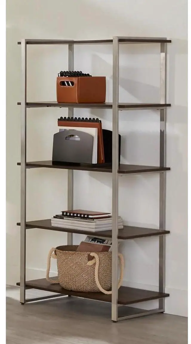 Main image of Realspace® Trezza 60"H 4-Shelf Bookcase, Warm Walnut
