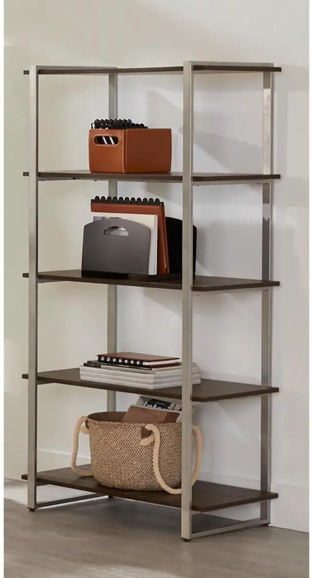 Alt view image 2 of 7 - Realspace® Trezza 60"H 4-Shelf Bookcase, Warm Walnut