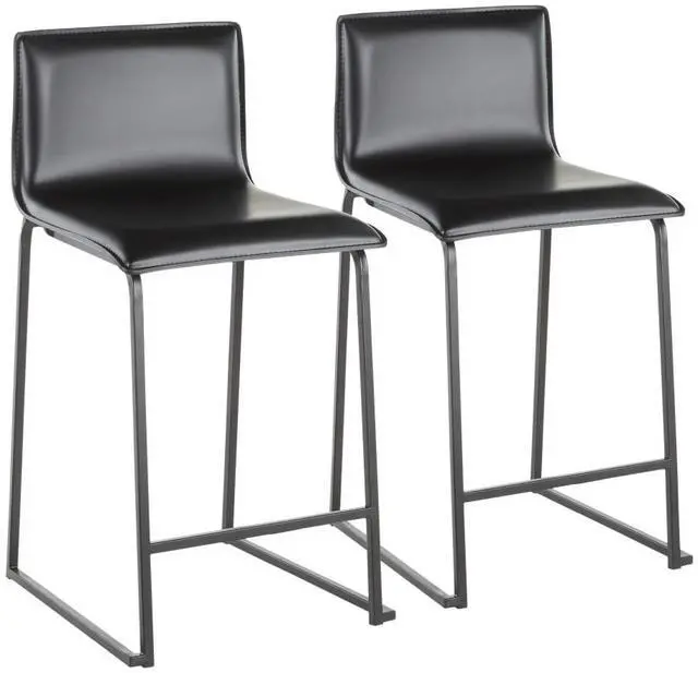 Main image of LumiSource Mara Upholstered Counter Stools for Kitchen Counter with Black and Faux Leather, Counter Height Chairs, Bar Stools Set of 2, Counter Height Chairs, Bar Stools for Kitchen Island