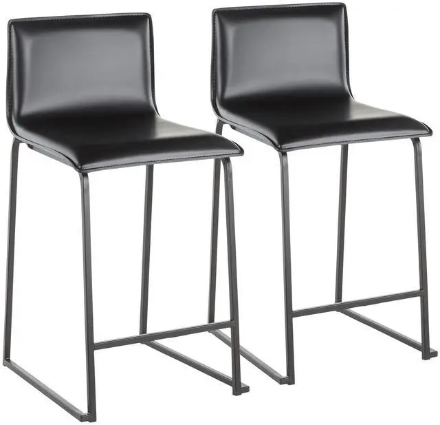 Alt view image 2 of 7 - LumiSource Mara Upholstered Counter Stools for Kitchen Counter with Black and Faux Leather, Counter Height Chairs, Bar Stools Set of 2, Counter Height Chairs, Bar Stools for Kitchen Island