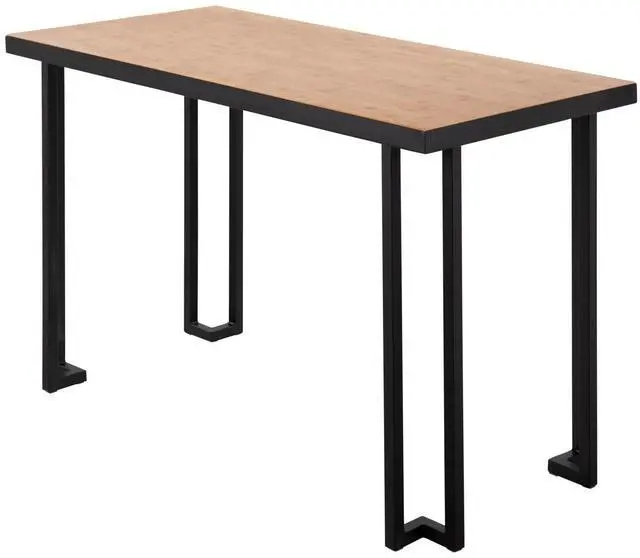Alt view image 3 of 7 - LumiSource Roman Natural Wood Desk, Home Office Desk, Computer Desk, Black Desk, Small Desk for Bedroom, Gaming Desk, Contemporary Desk